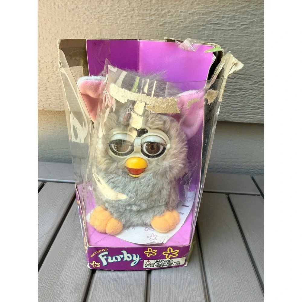 Vintage 1998 Tiger Electronics Furby Grey White Model 70-800 Original Box Tags Q